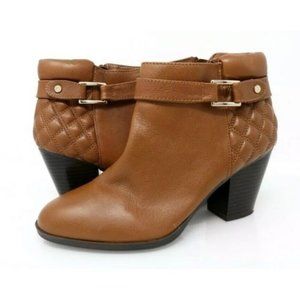 Alfani Wakefield Women's Ankle Boots Brown Leather Zip Up, Size: 10M, Never Worn